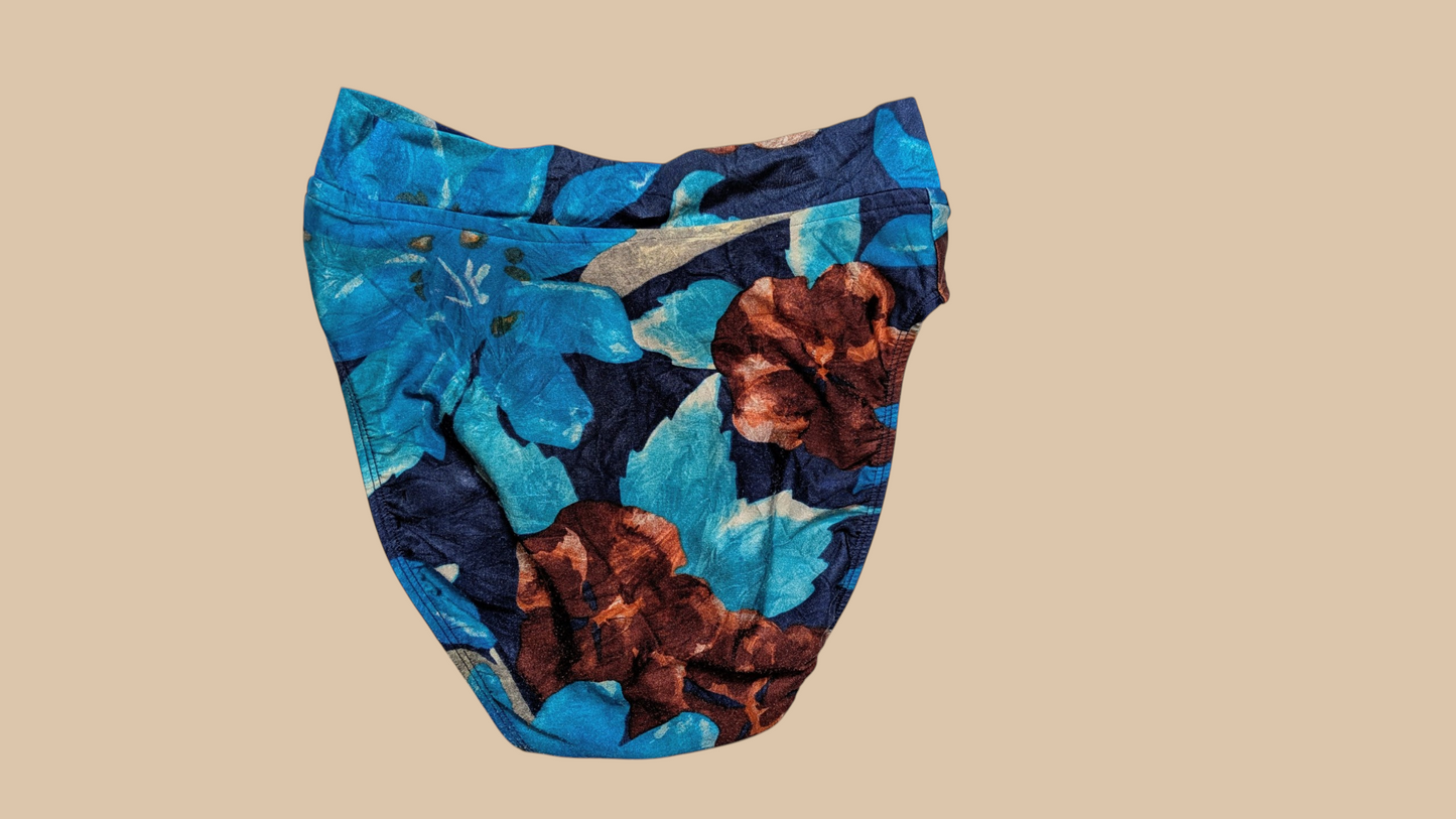 Baja Blue 80s Tropical Print Bikini Swim Set