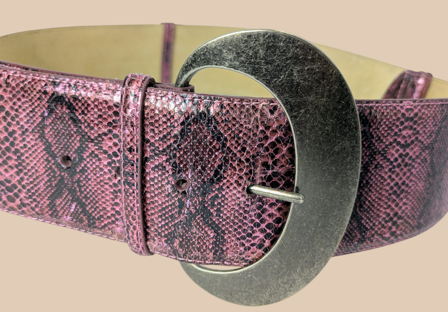 90s Another Line Inc Snakeskin Embossed Wide Belt