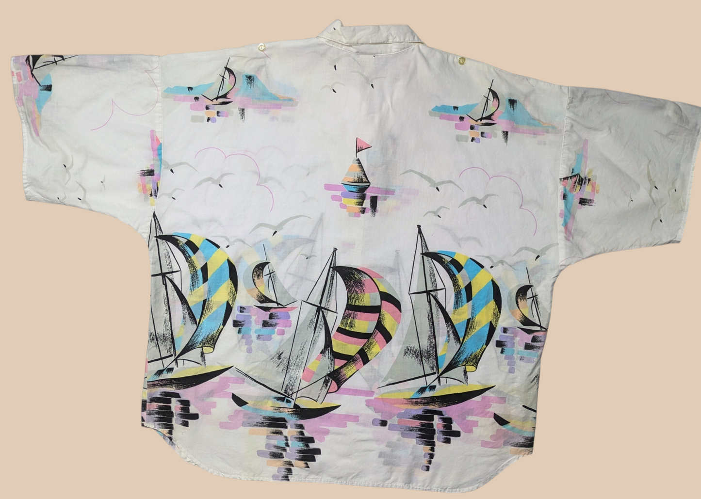 80s Lori Of California Boat Graphic Top