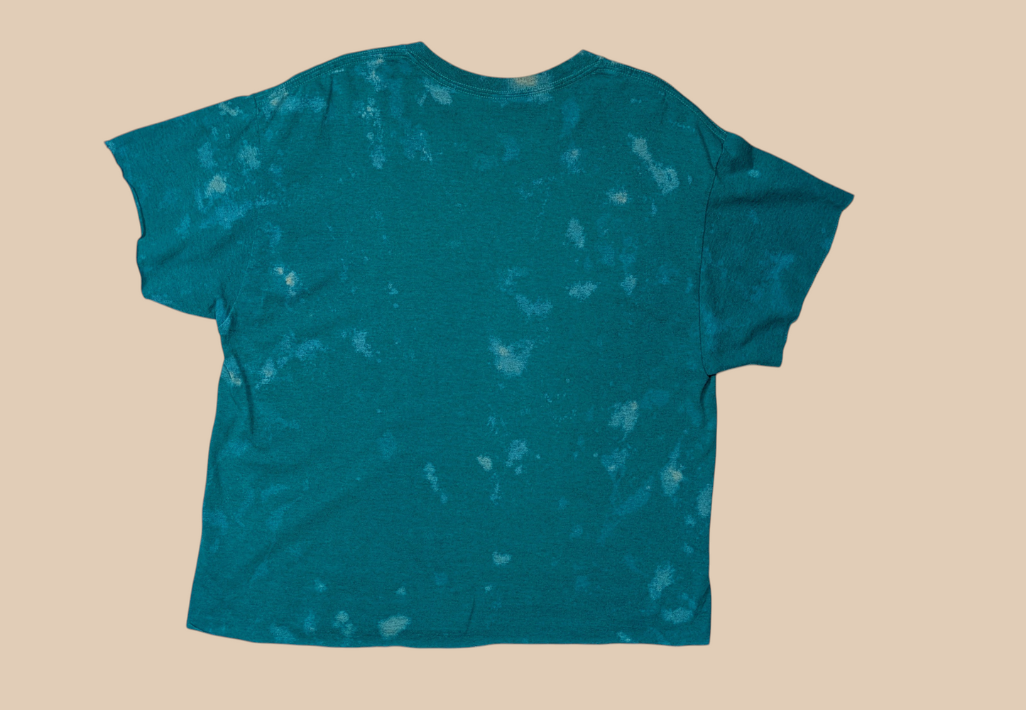 Vintage Teal "Key West Florida" Bleached Out Cropped Tee