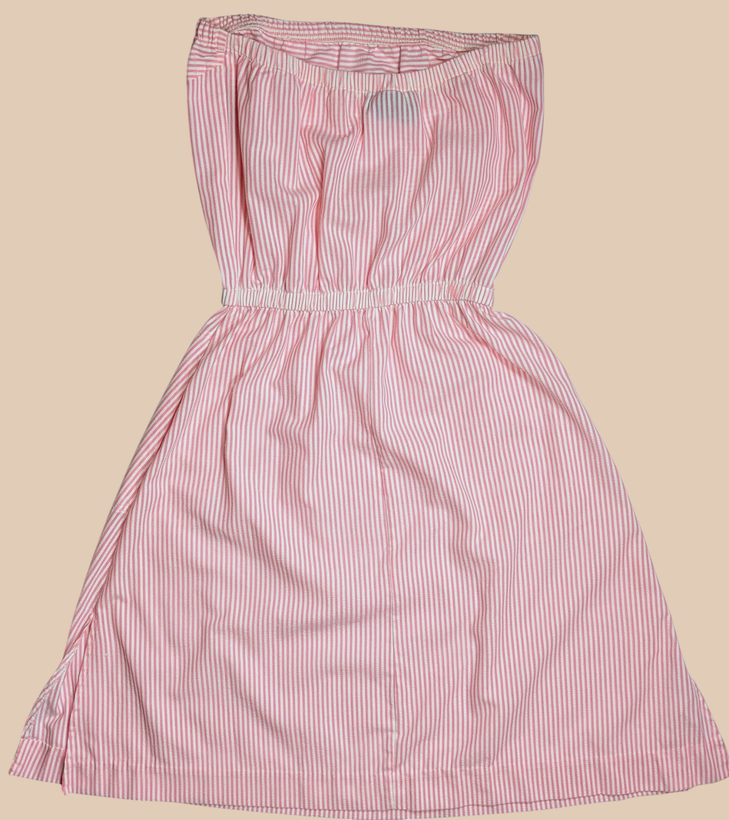 80s Water, Water Every Wear Strapless Pink and White Dress