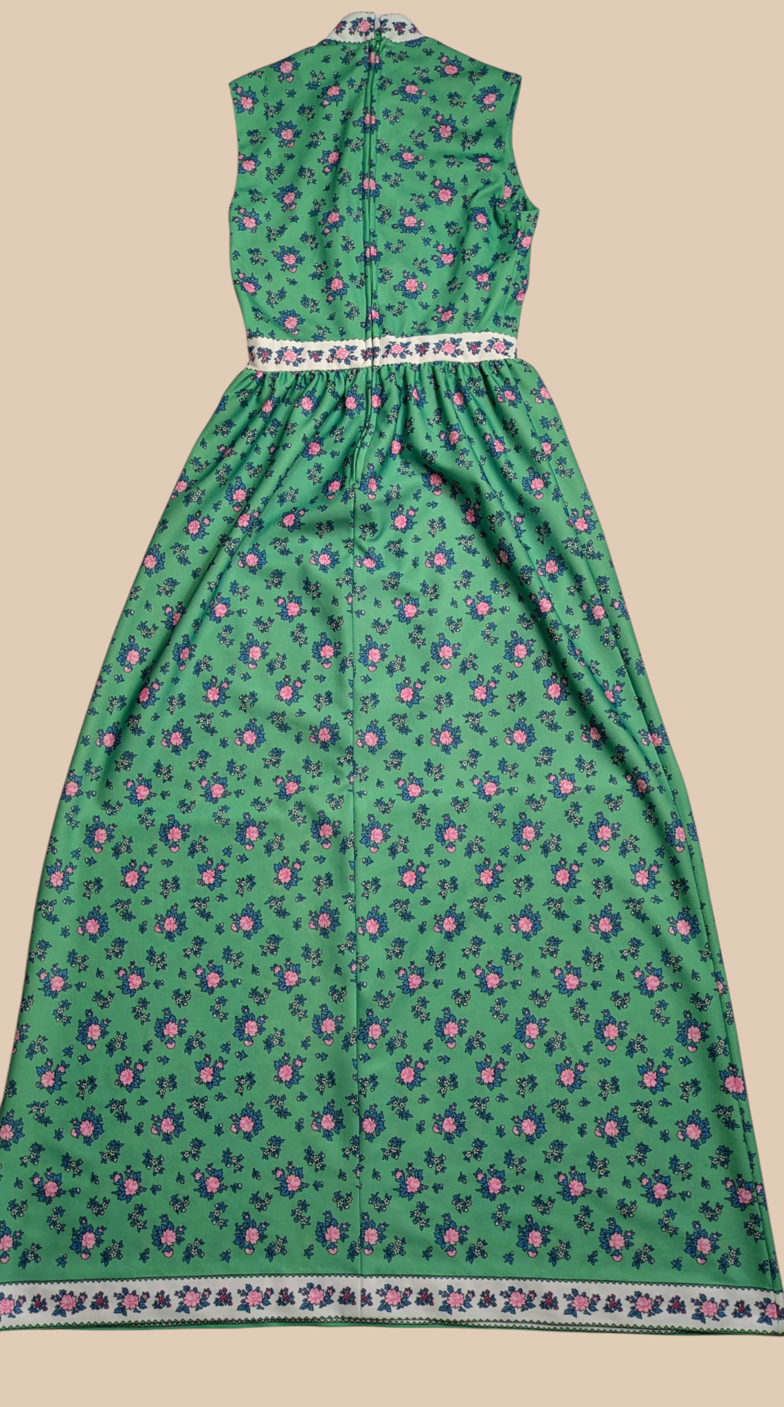 60s Yves Jennet Green Floral Maxi Dress