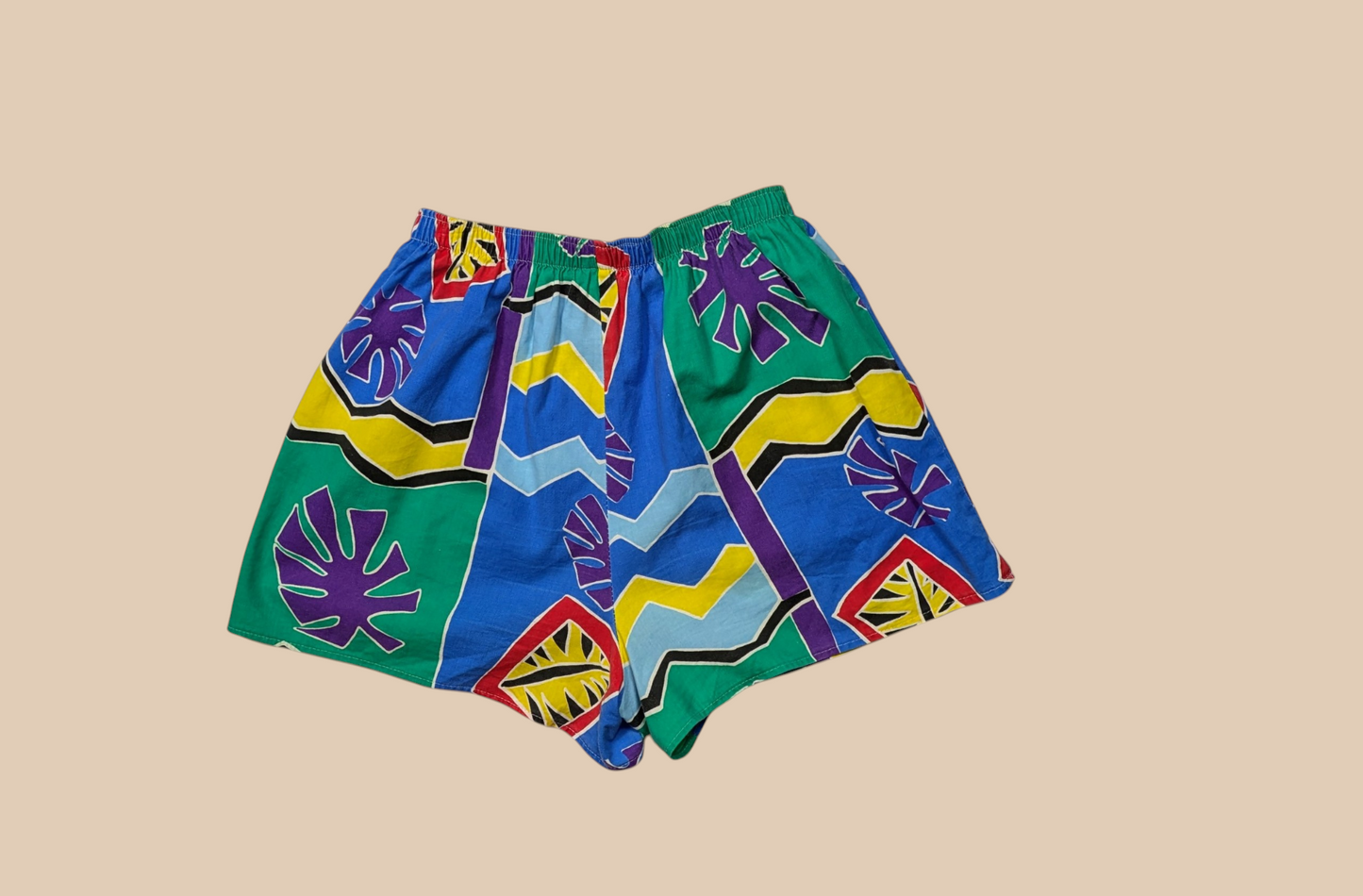 80s Colorful Tropical Print Shorts