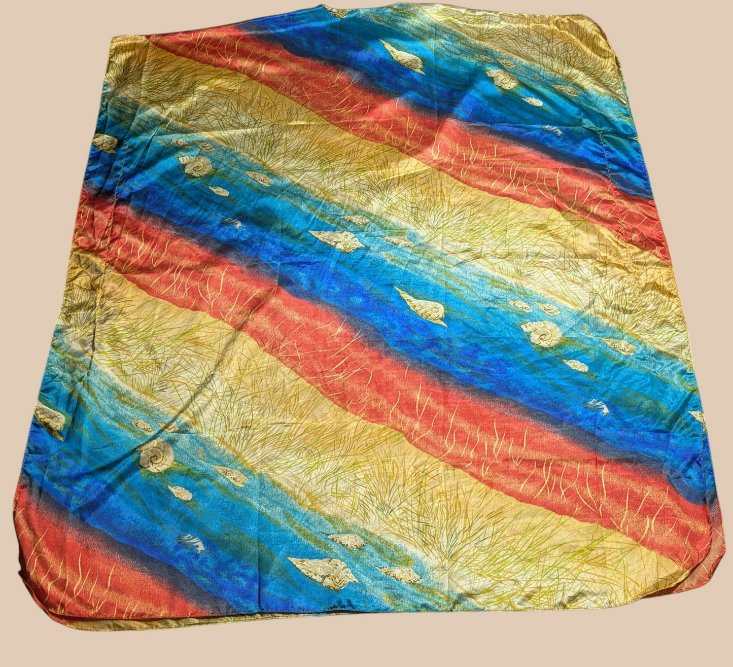80s Winlar Seashell-Print Satin Kaftan