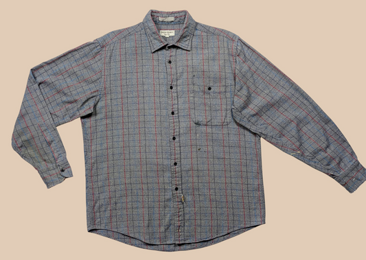 80s Yves Saint Laurent Long-sleeve Plaid Button-up Shirt