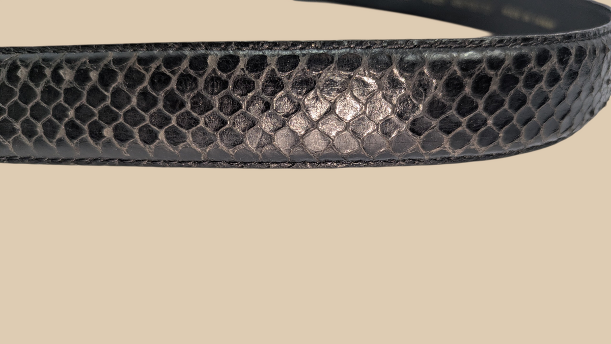 80s Liz Claiborne Snake Skin Belt with Gold Buckle