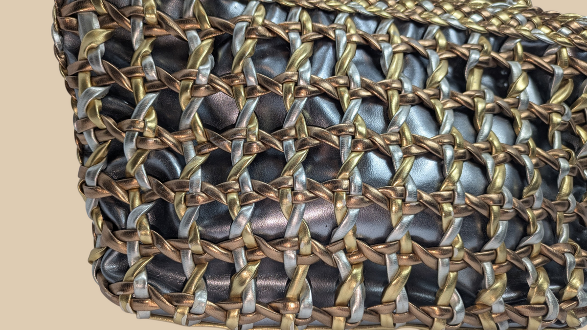 80s Mixed Metal Woven Shoulder Bag