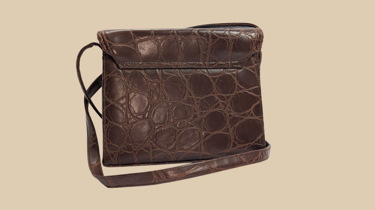 90s Crocodile Textured Crossbodu Bag
