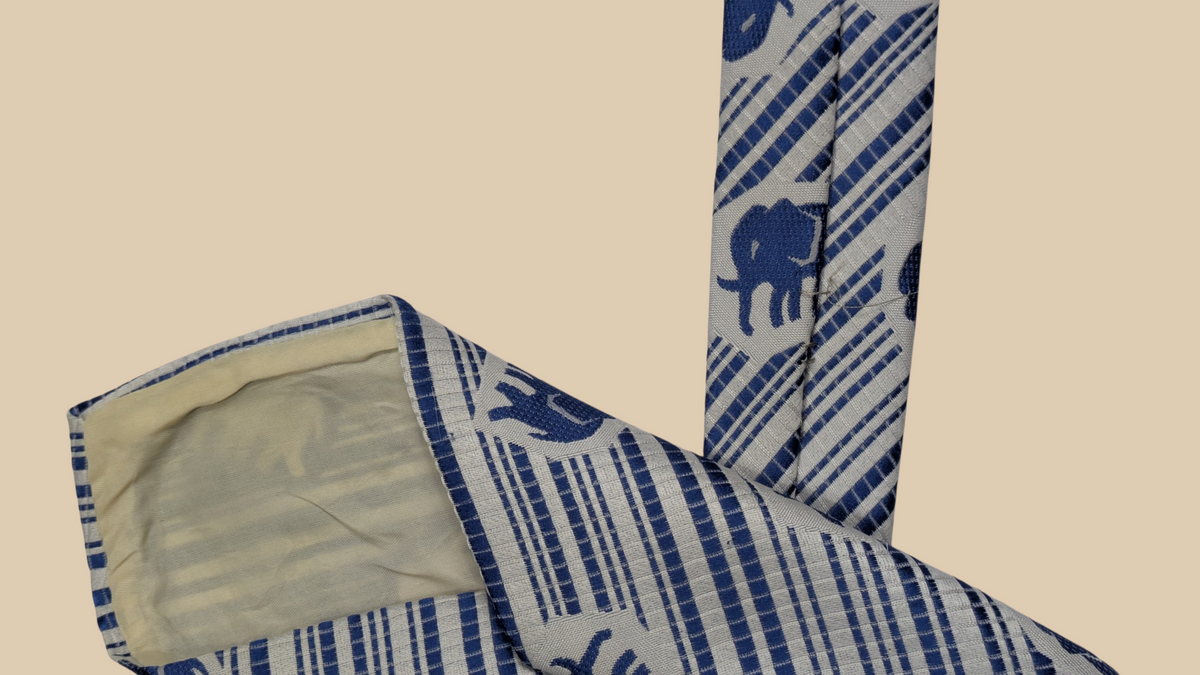 80s Silk Elephant Print Necktie