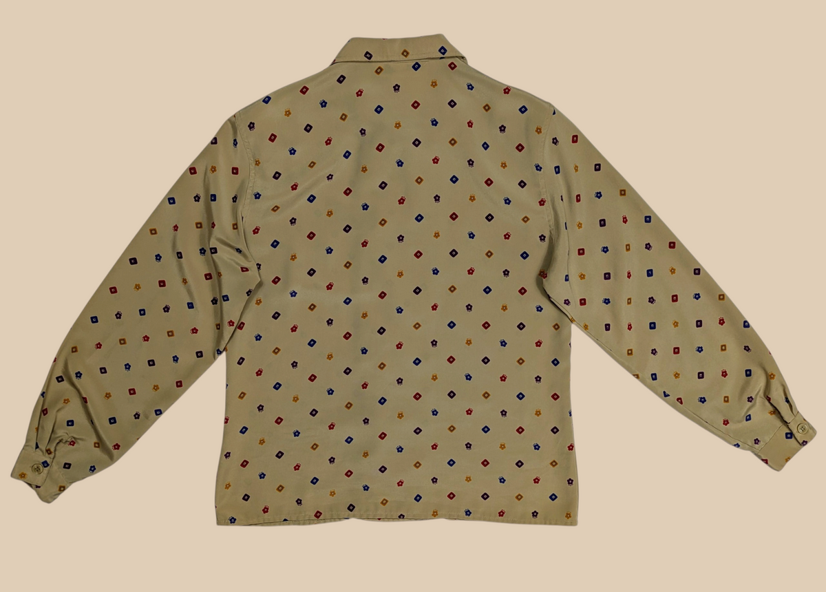 80s Oscar de la Renta Expressions Geometric Print Blouse
