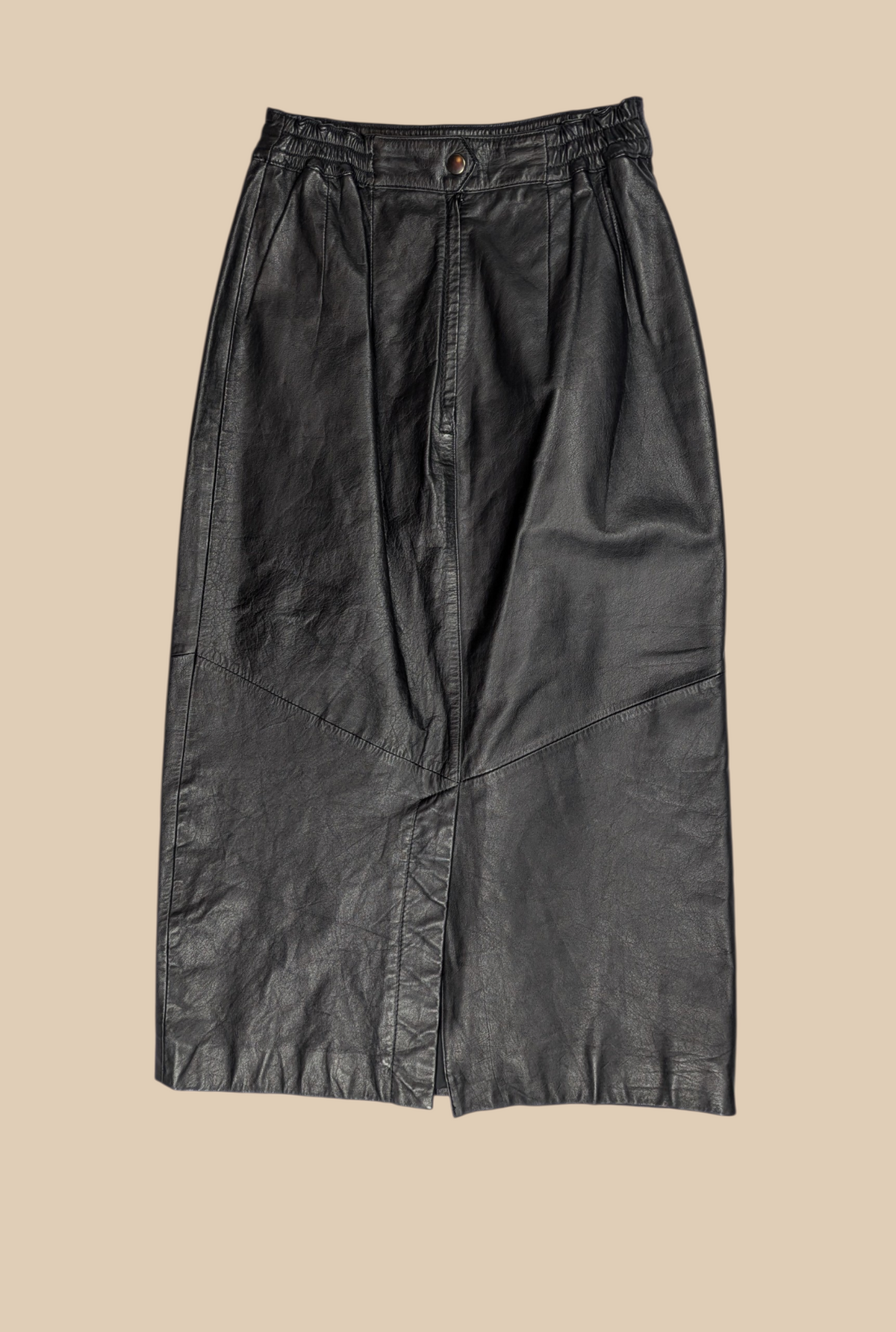 80s Leather Midi Skirt