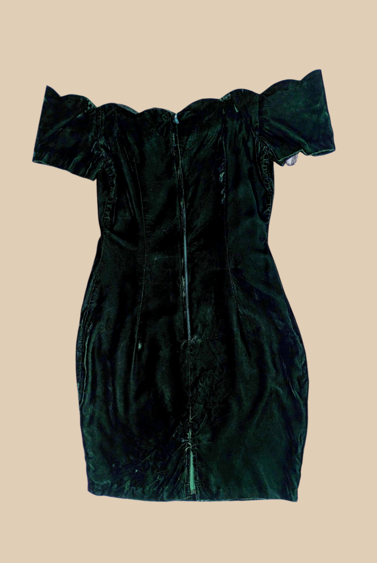 80s Roberta Green Velvet Off The Shoulder Mini Dress