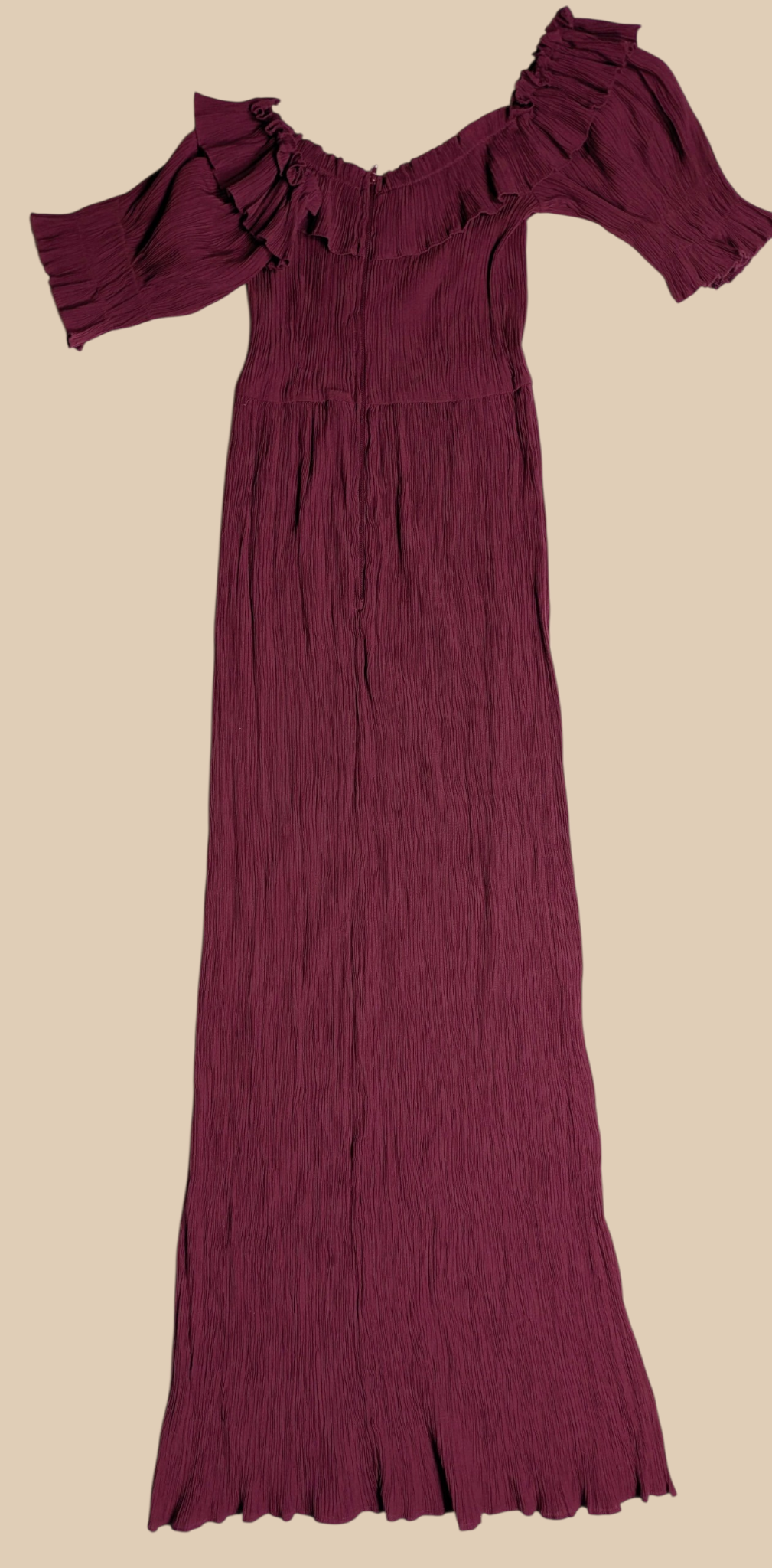 Y2K Burgundy Off The Shoulder Maxi Dress