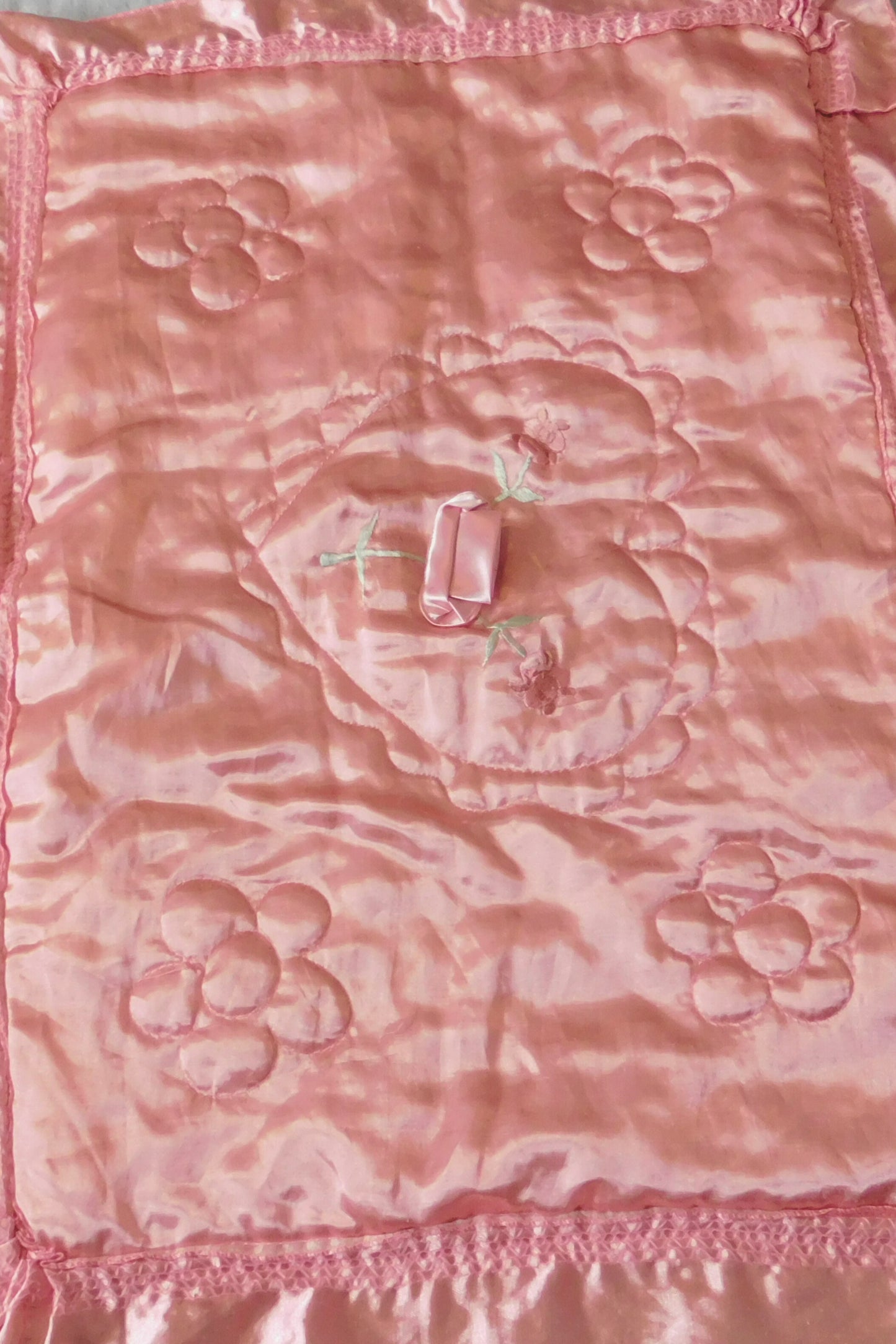 Vintage Satin Rosette Pillow Shams Set of 2