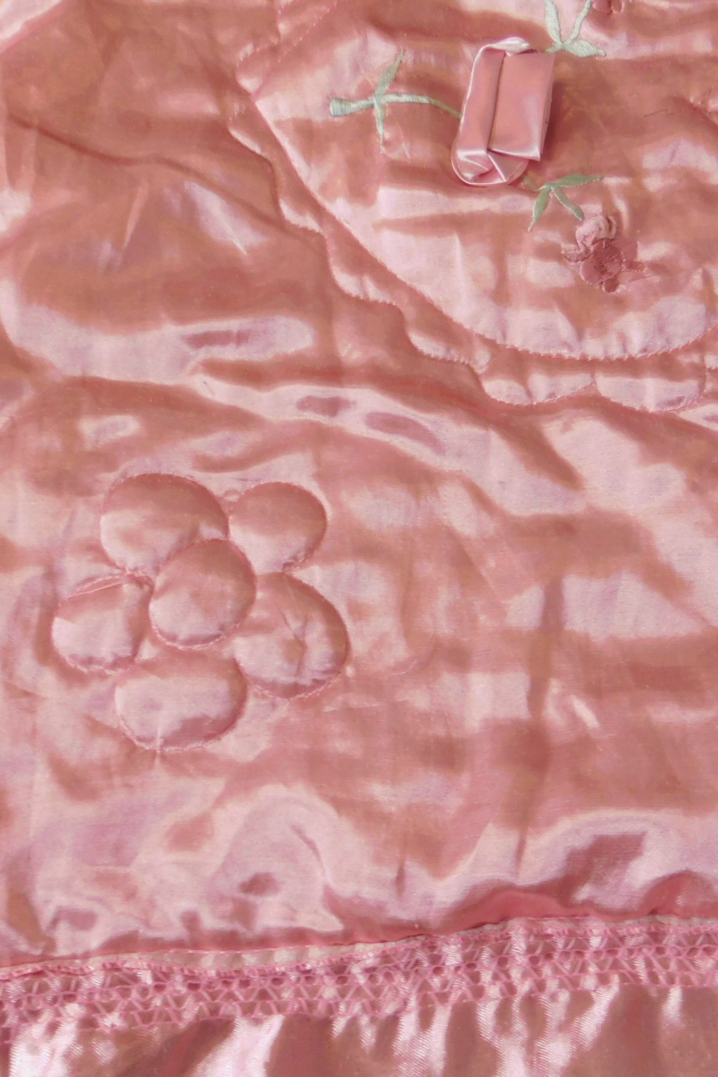 Vintage Satin Rosette Pillow Shams Set of 2