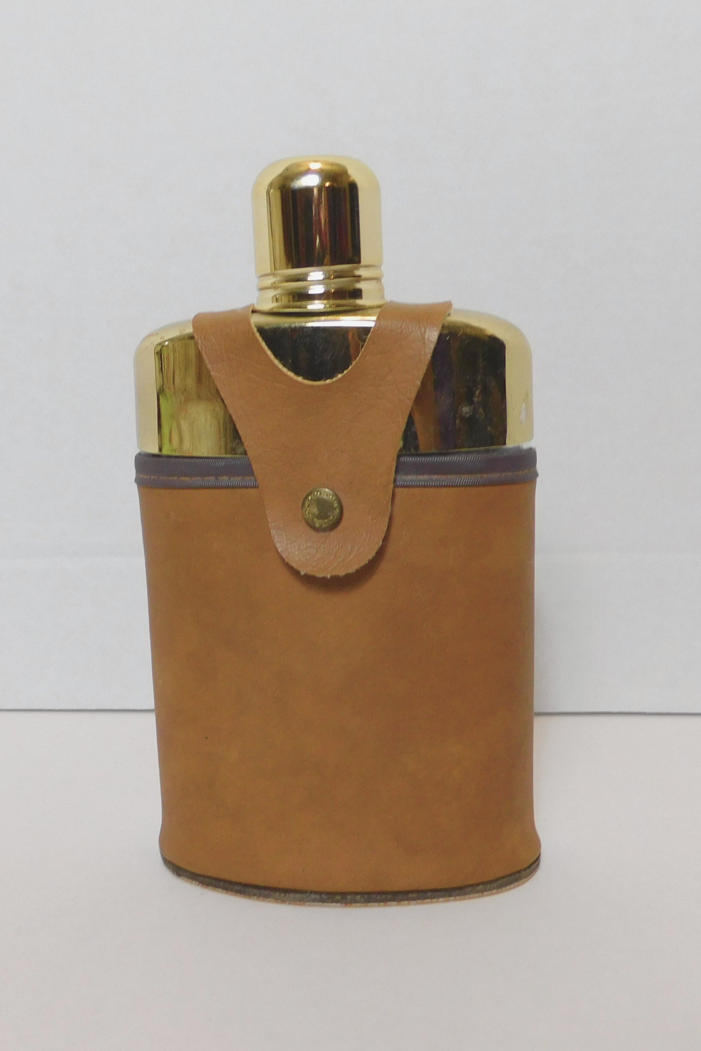 Vintage Clear Flask With Leather Holder