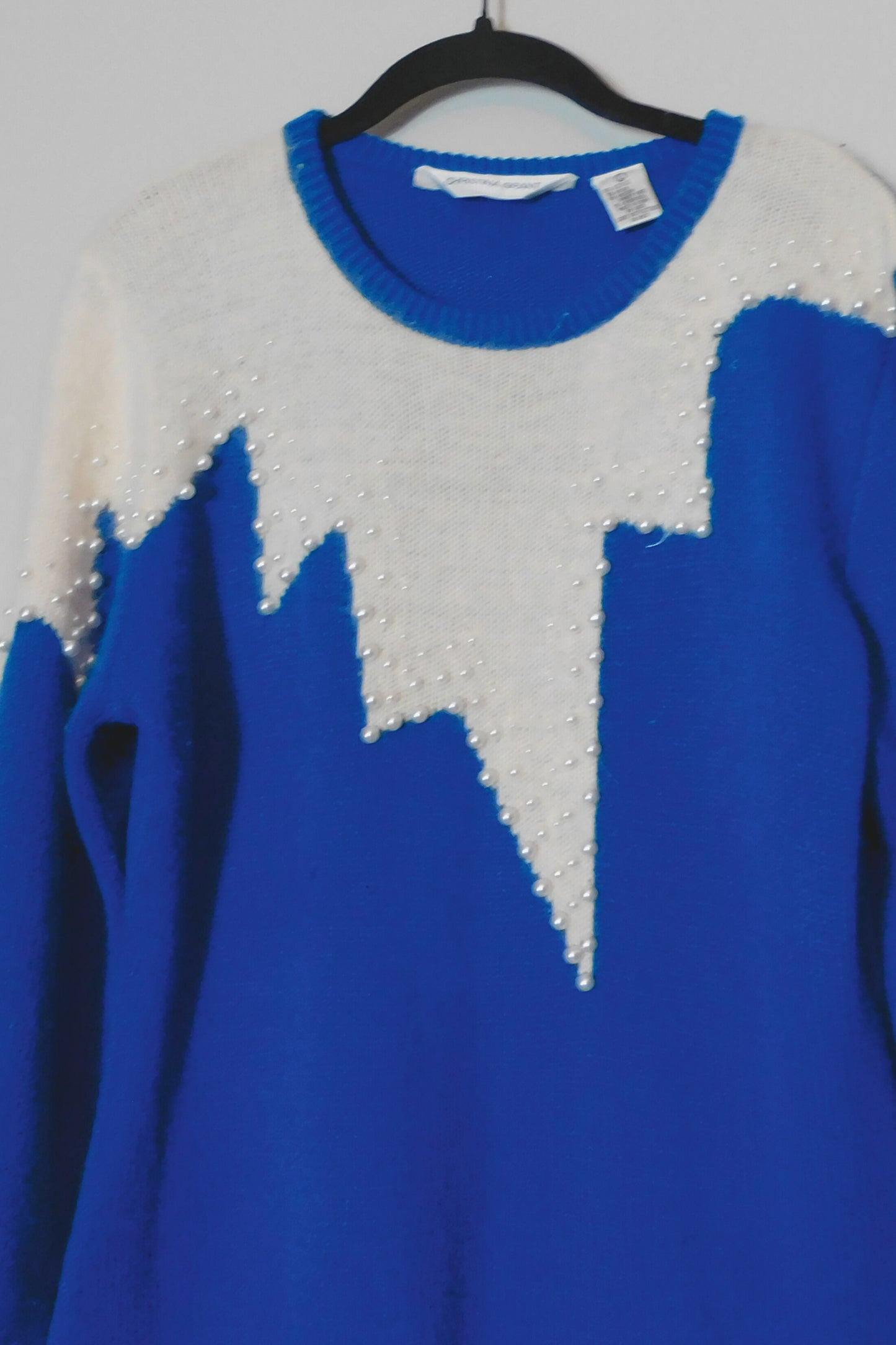 Pearls For The Girls! Christina Grant Two-tone Sweater Dress With Pearl Detail