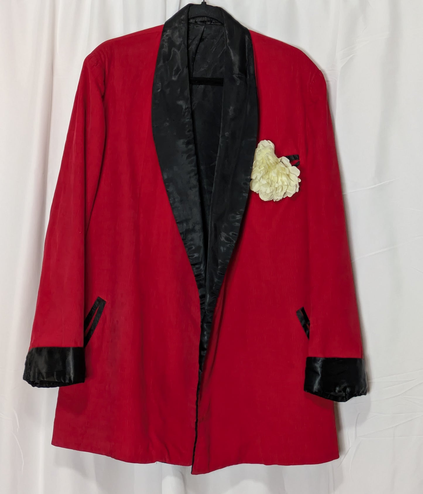 Power Play In My Red Blazer Corduroy Tuxedo Blazer With Black Trim