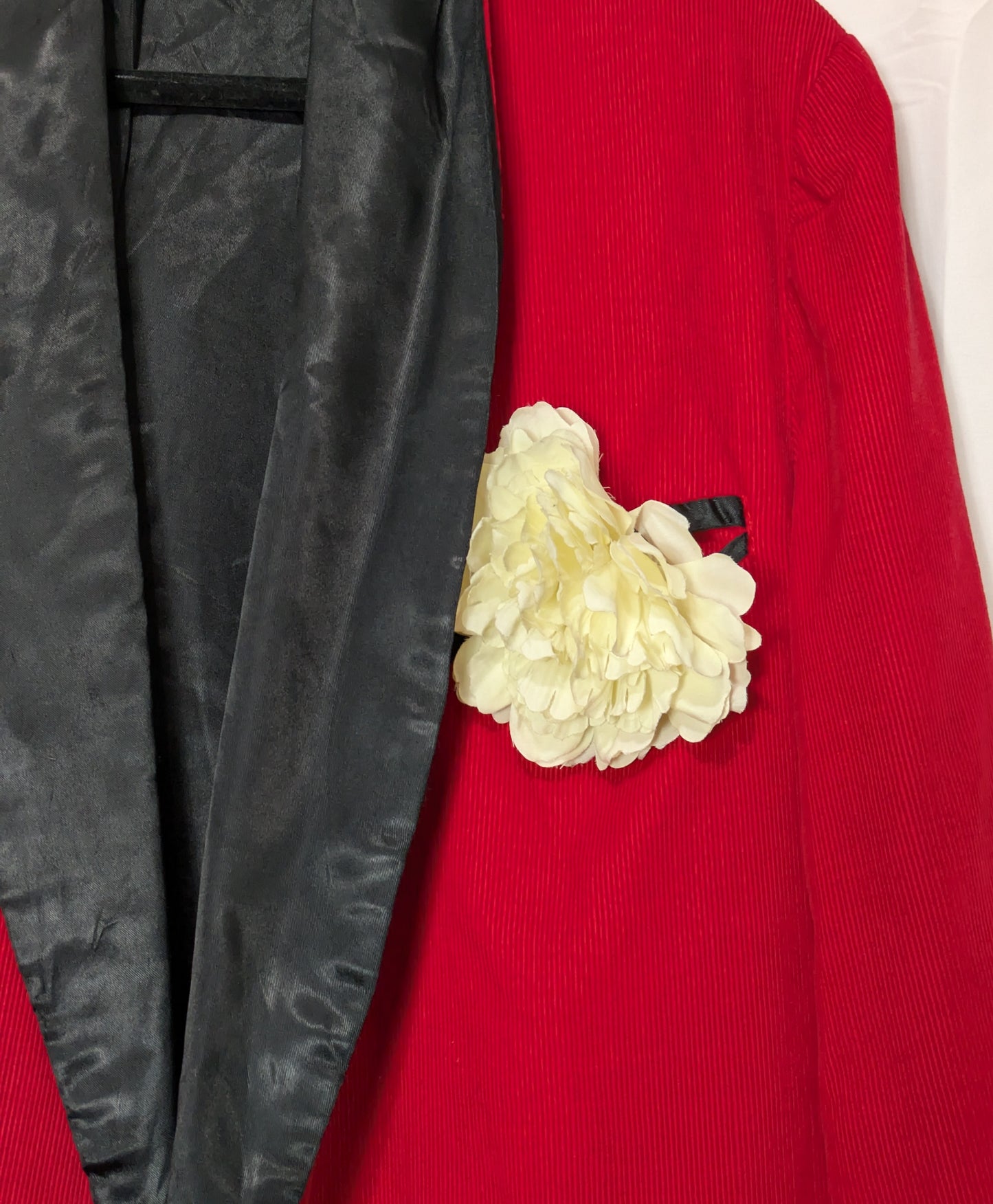 Power Play In My Red Blazer Corduroy Tuxedo Blazer With Black Trim
