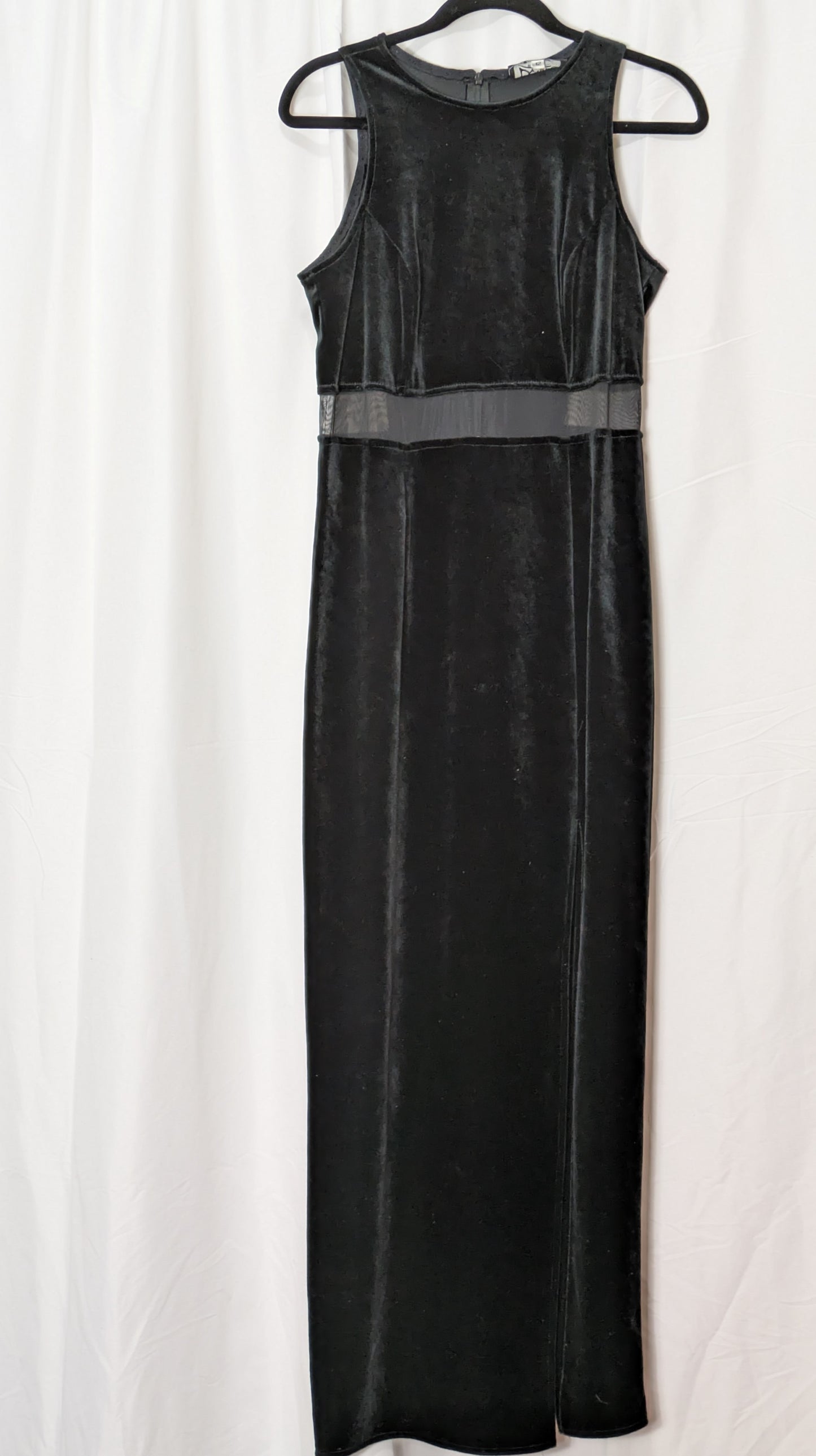 90s Kinda Love Long Velvet Dress With Mesh Detail