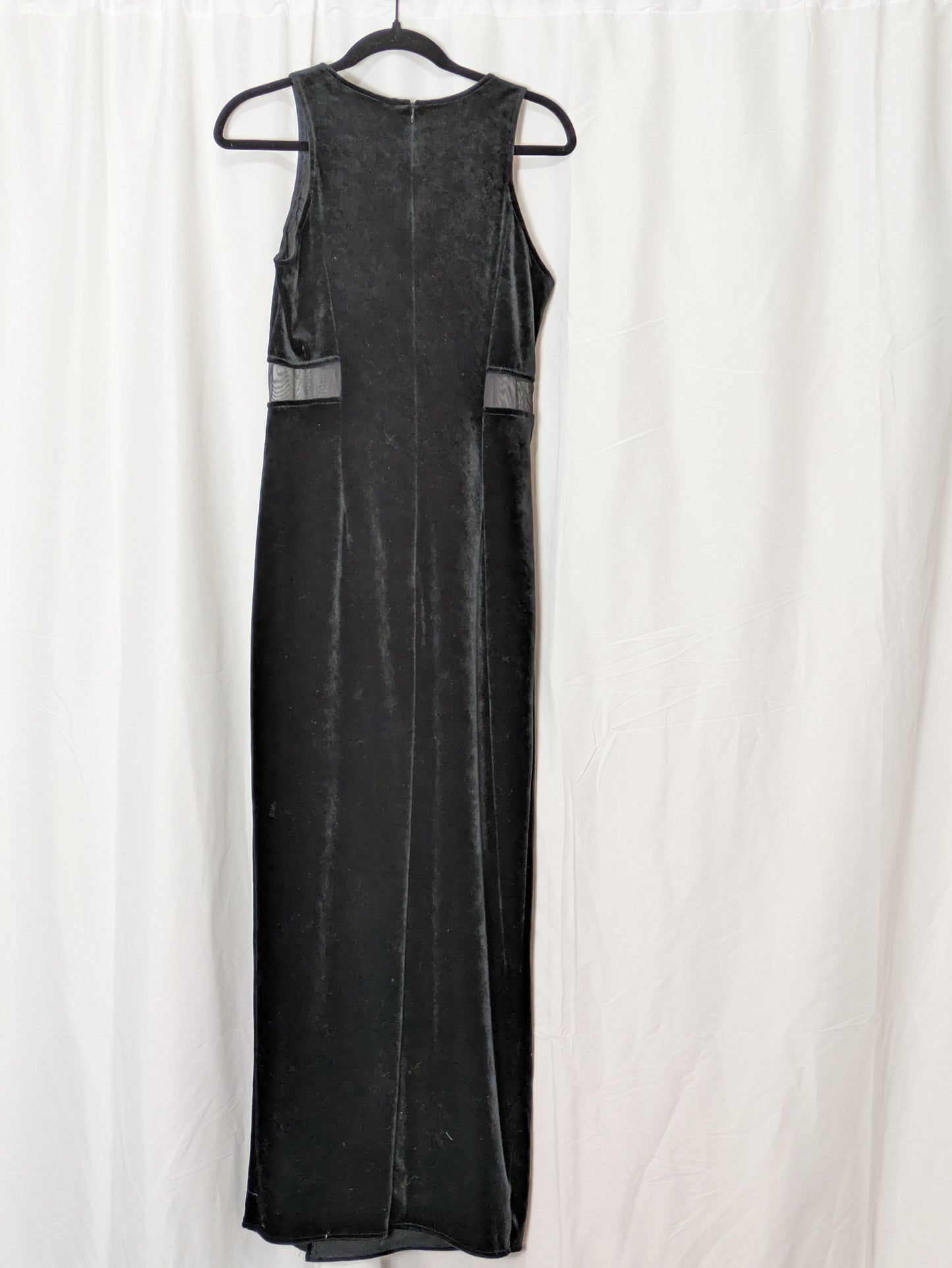 90s Kinda Love Long Velvet Dress With Mesh Detail