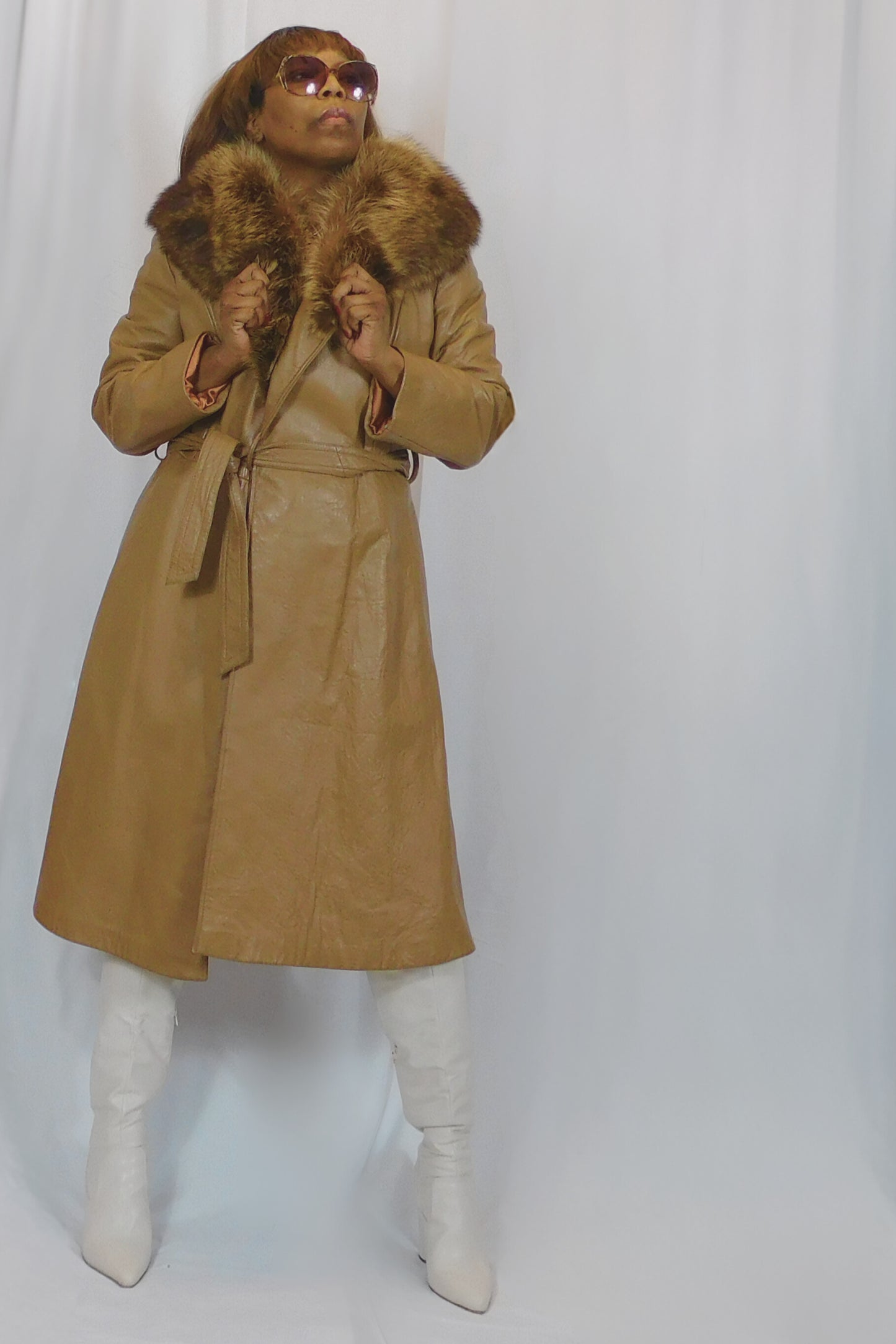 Groovy Glam Girl! Keira Leather Coat with Fur Collar