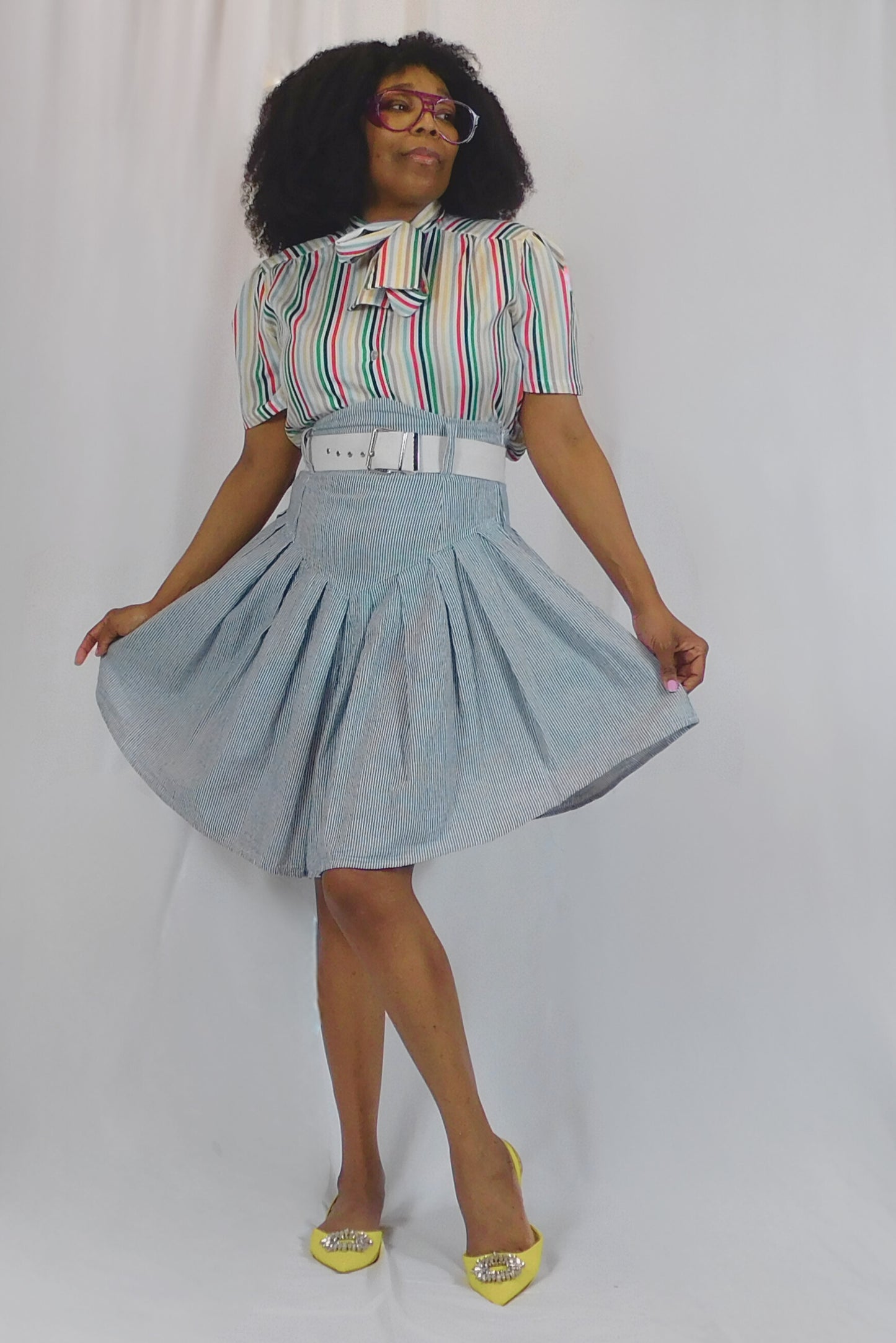 And Just Like That, FASHION! Striped High Waist Skirt