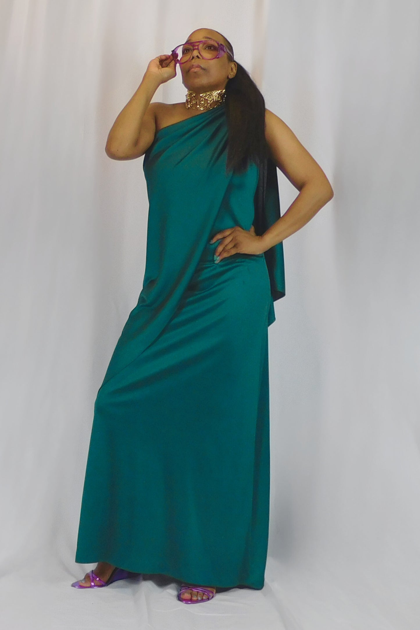 Grecian Disco Diva One Shoulder Dress