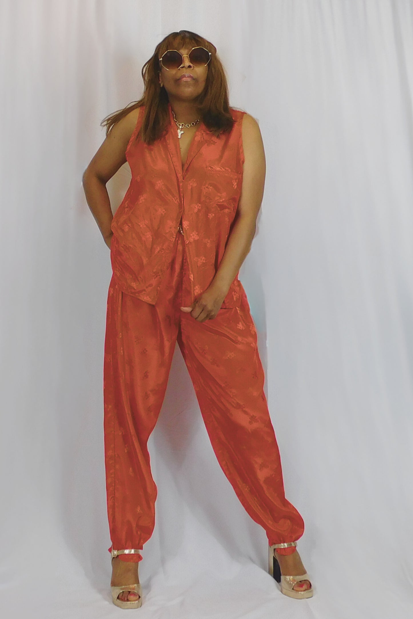 Cozy In Red Valerie Stevens Pant Set