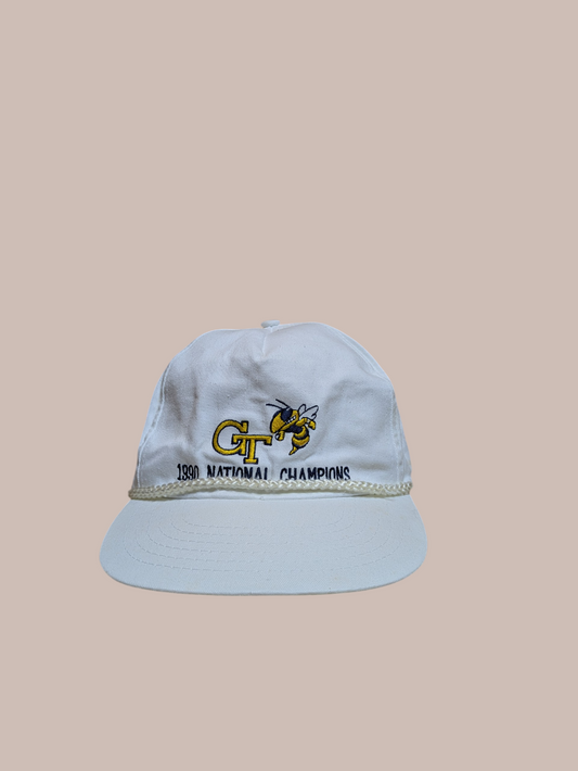 1990 Georgia Tech White Baseball Hat with Rope Detail