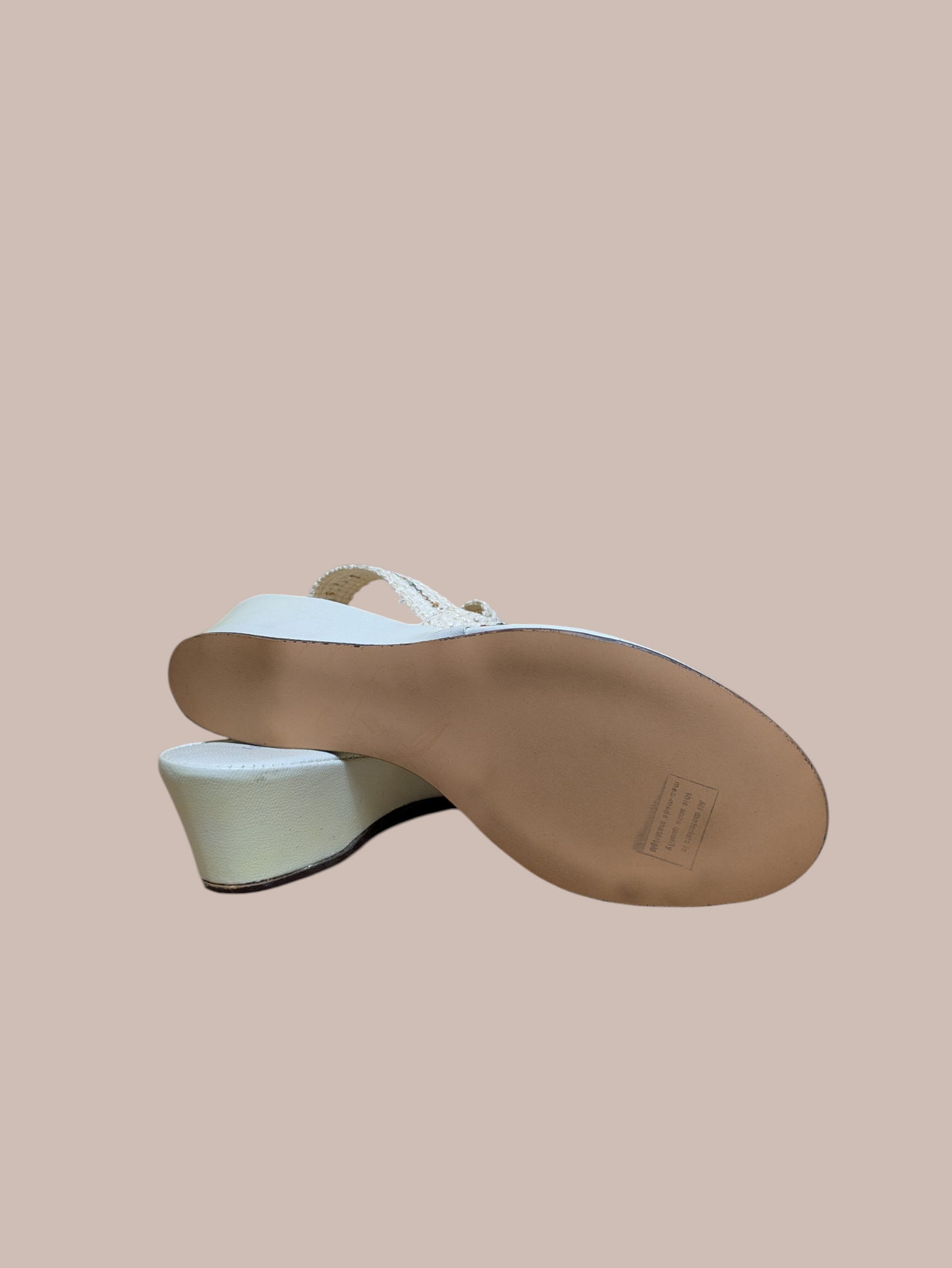 Brivus White Woven Wedge Sandals