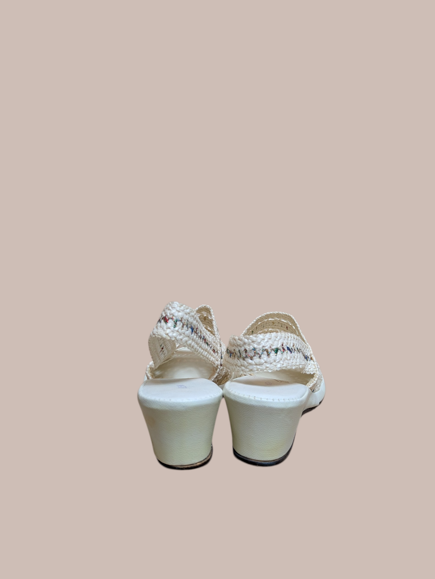 Brivus White Woven Wedge Sandals