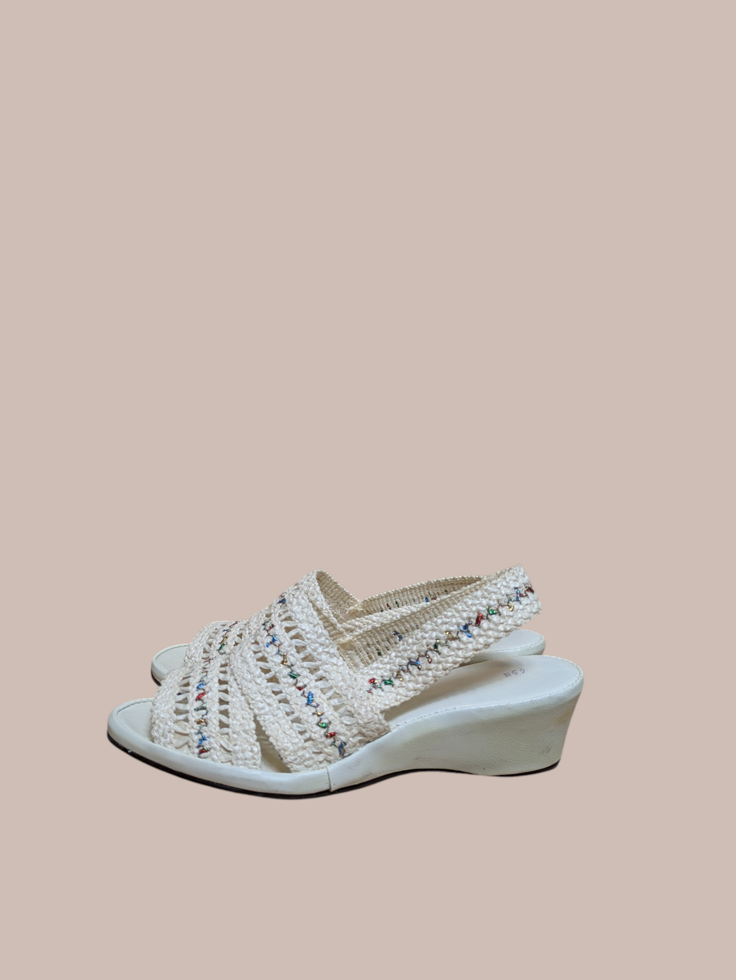 Brivus White Woven Wedge Sandals