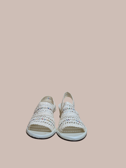 Brivus White Woven Wedge Sandals