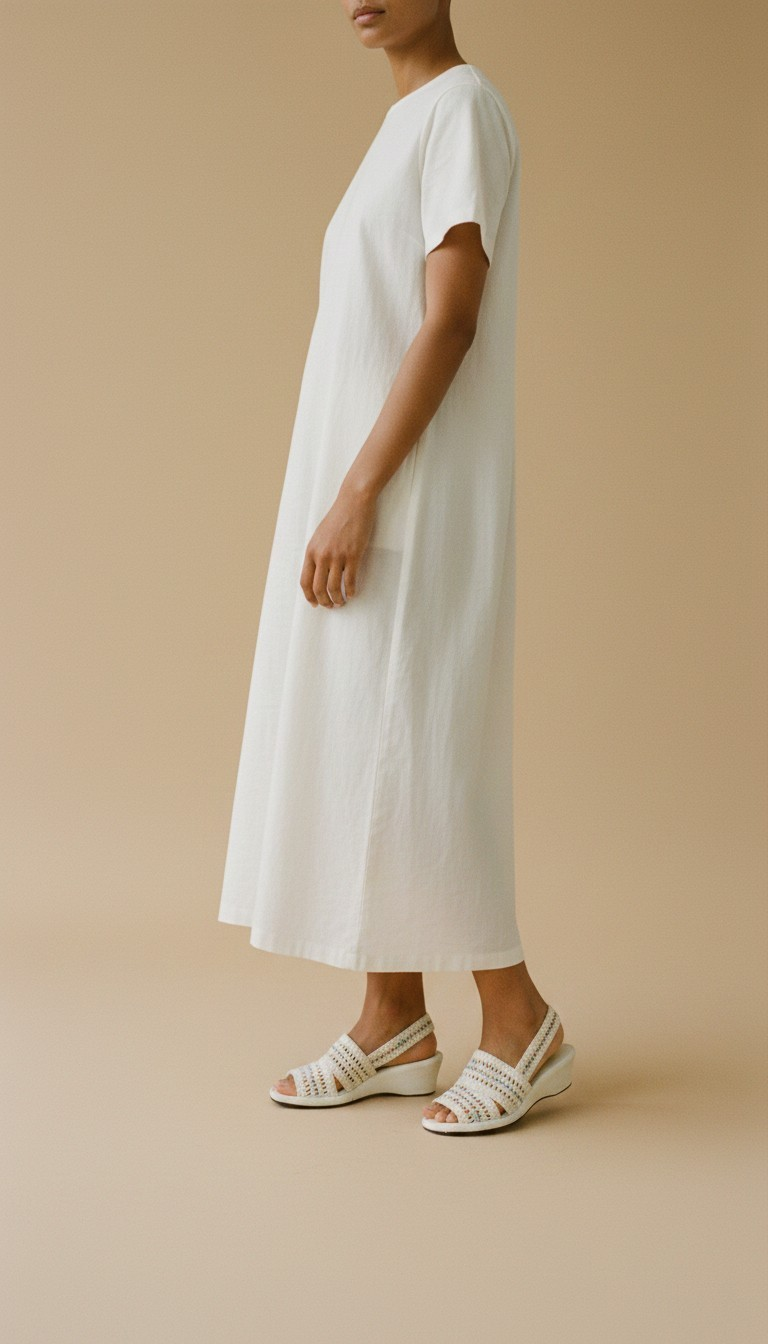 Brivus White Woven Wedge Sandals