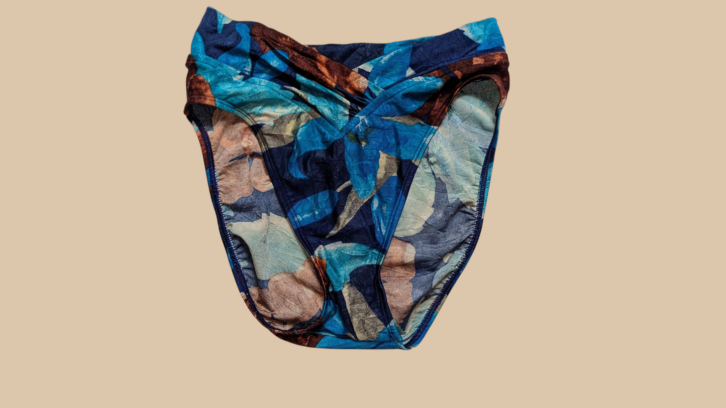 Baja Blue 80s Tropical Print Bikini Swim Set