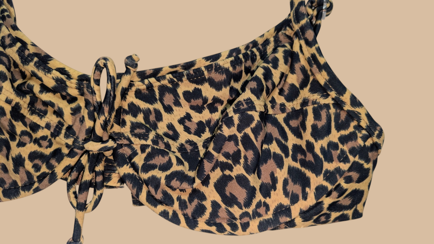 90s Sun Streak by Newport News Animal Print Bikini Top