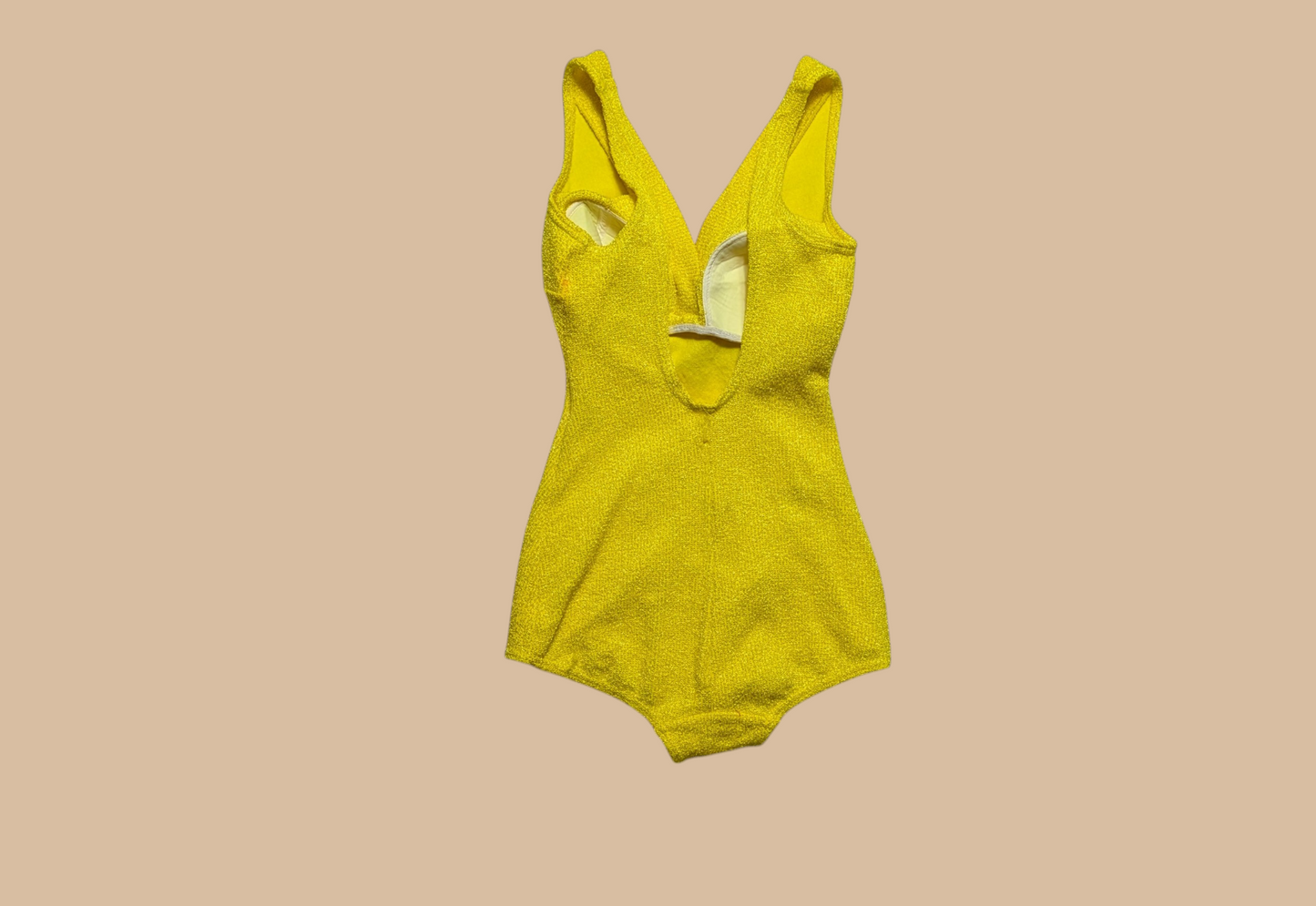 70s Aquatex Swimwear Yellow Terry Cloth One-piece Swimsuit