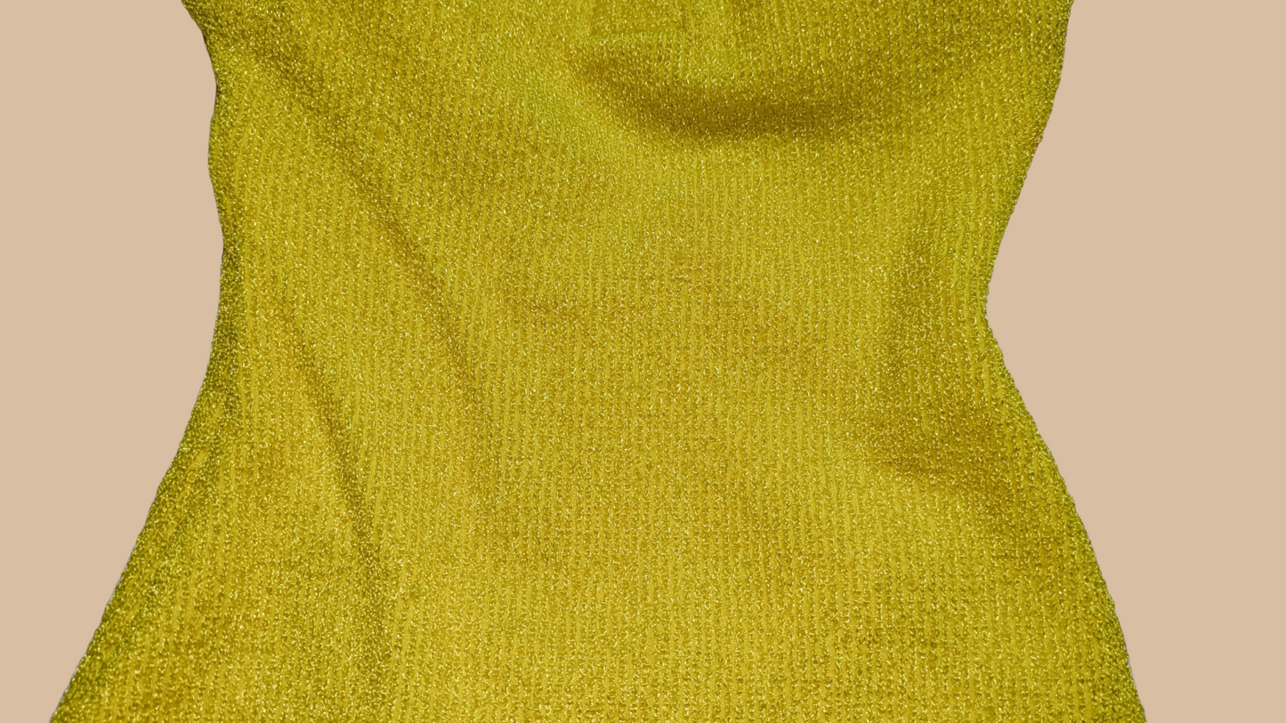 70s Aquatex Swimwear Yellow Terry Cloth One-piece Swimsuit
