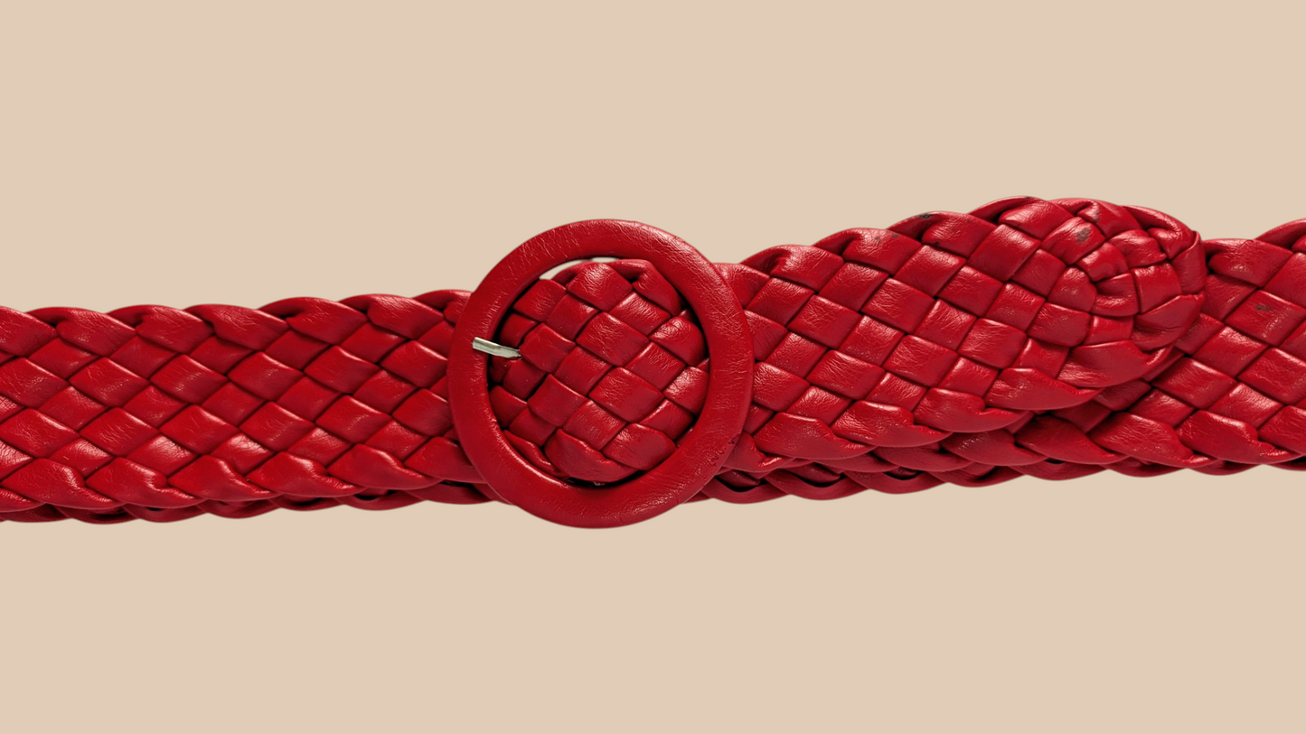 80s Red Woven Belt