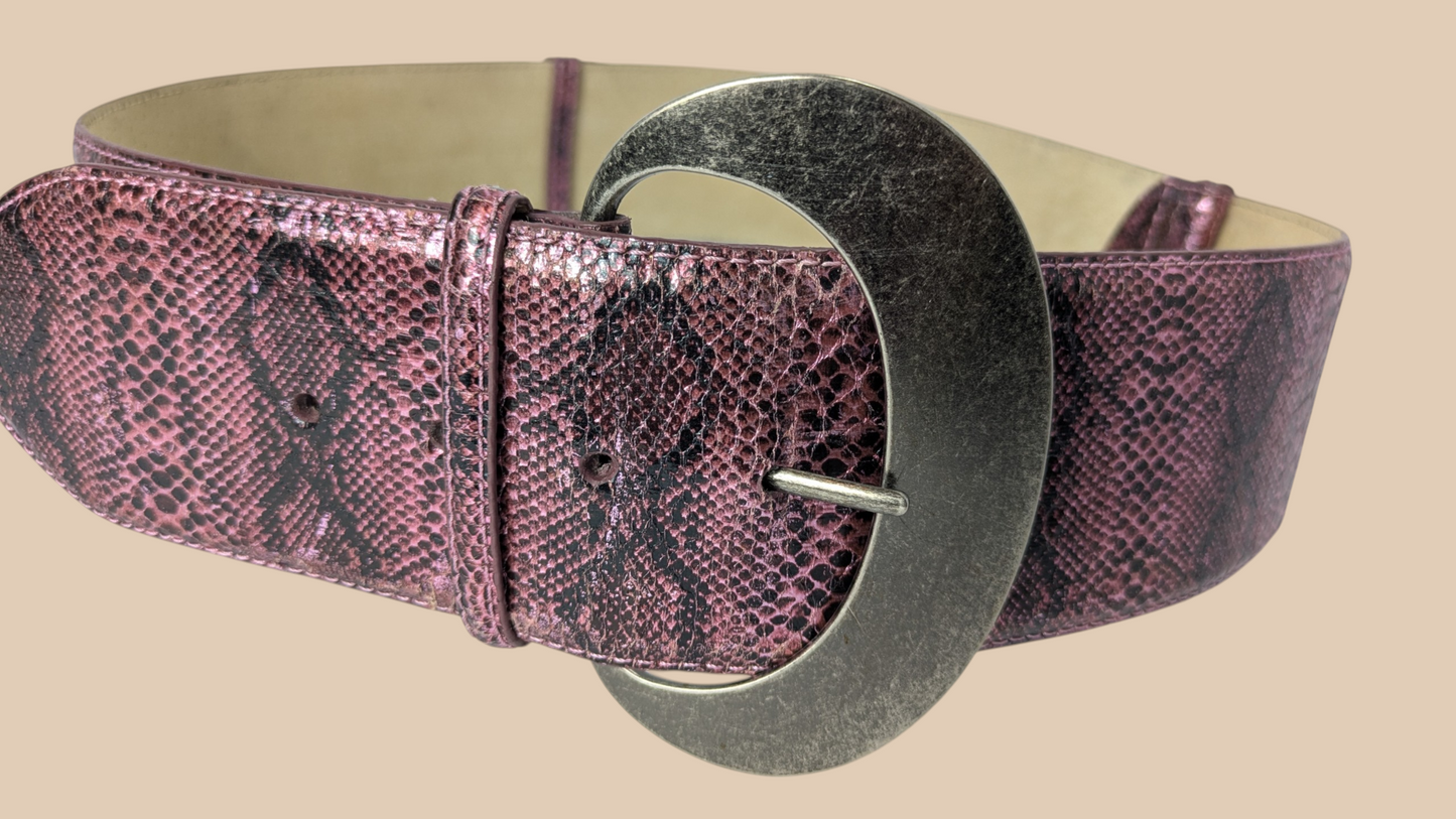 90s Another Line Inc Snakeskin Embossed Wide Belt