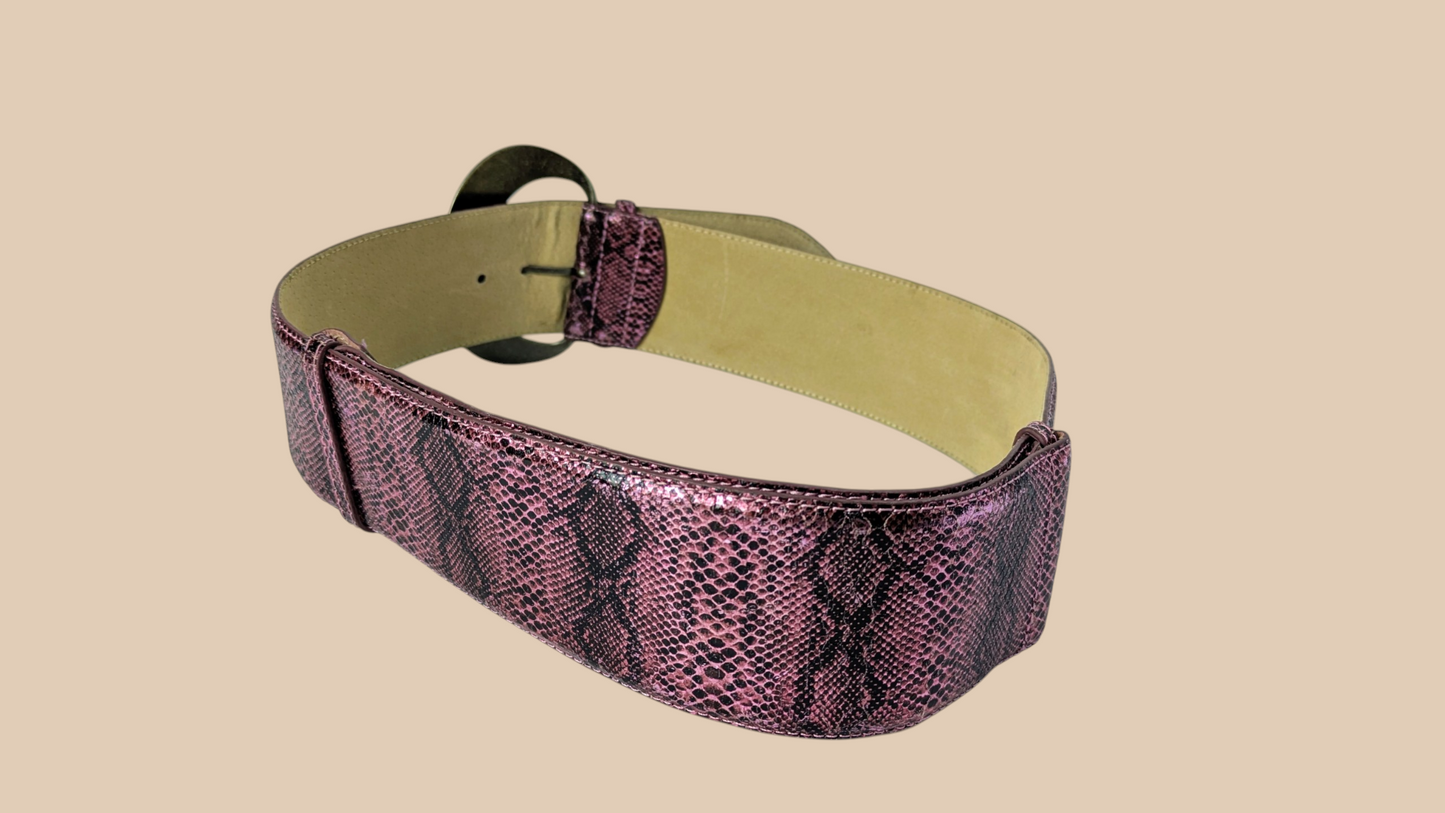 90s Another Line Inc Snakeskin Embossed Wide Belt