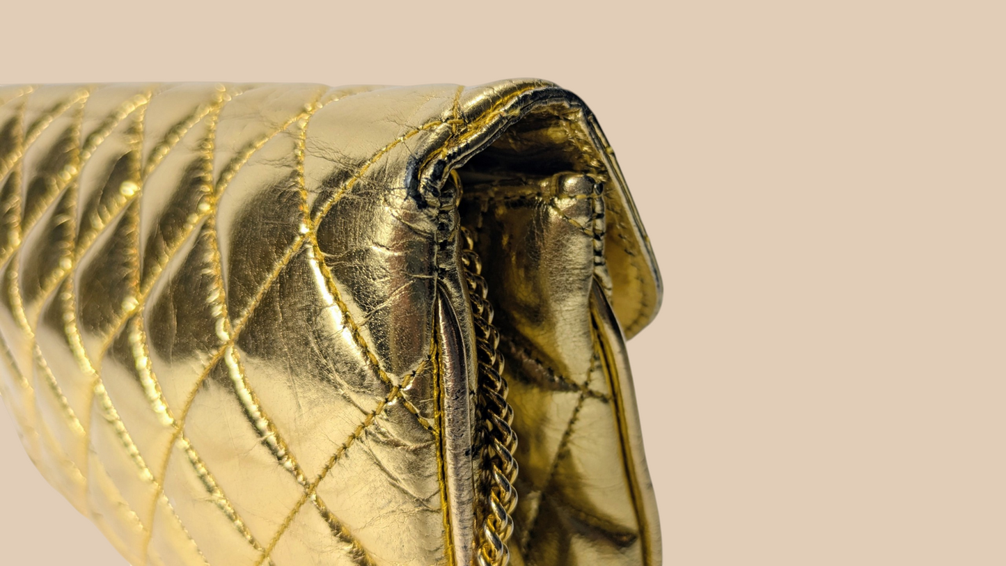80s Gold Quilted Shoulder Bag