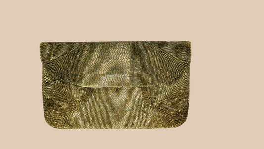 70s Beaded Gold Envelope Clutch