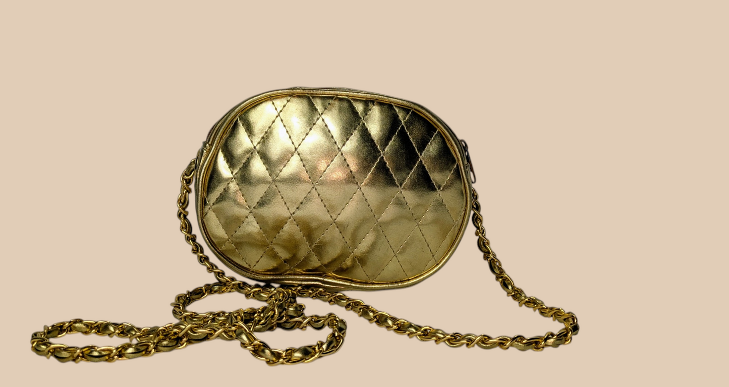 80s Gold Quilted Crossbody Bag