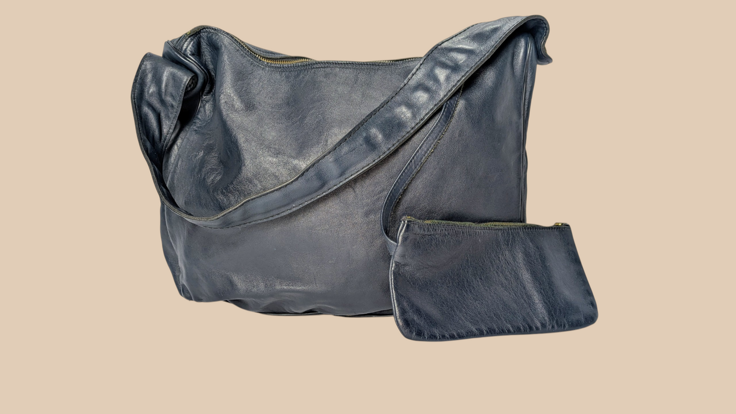 Vintage Black Hobo Leather Bag