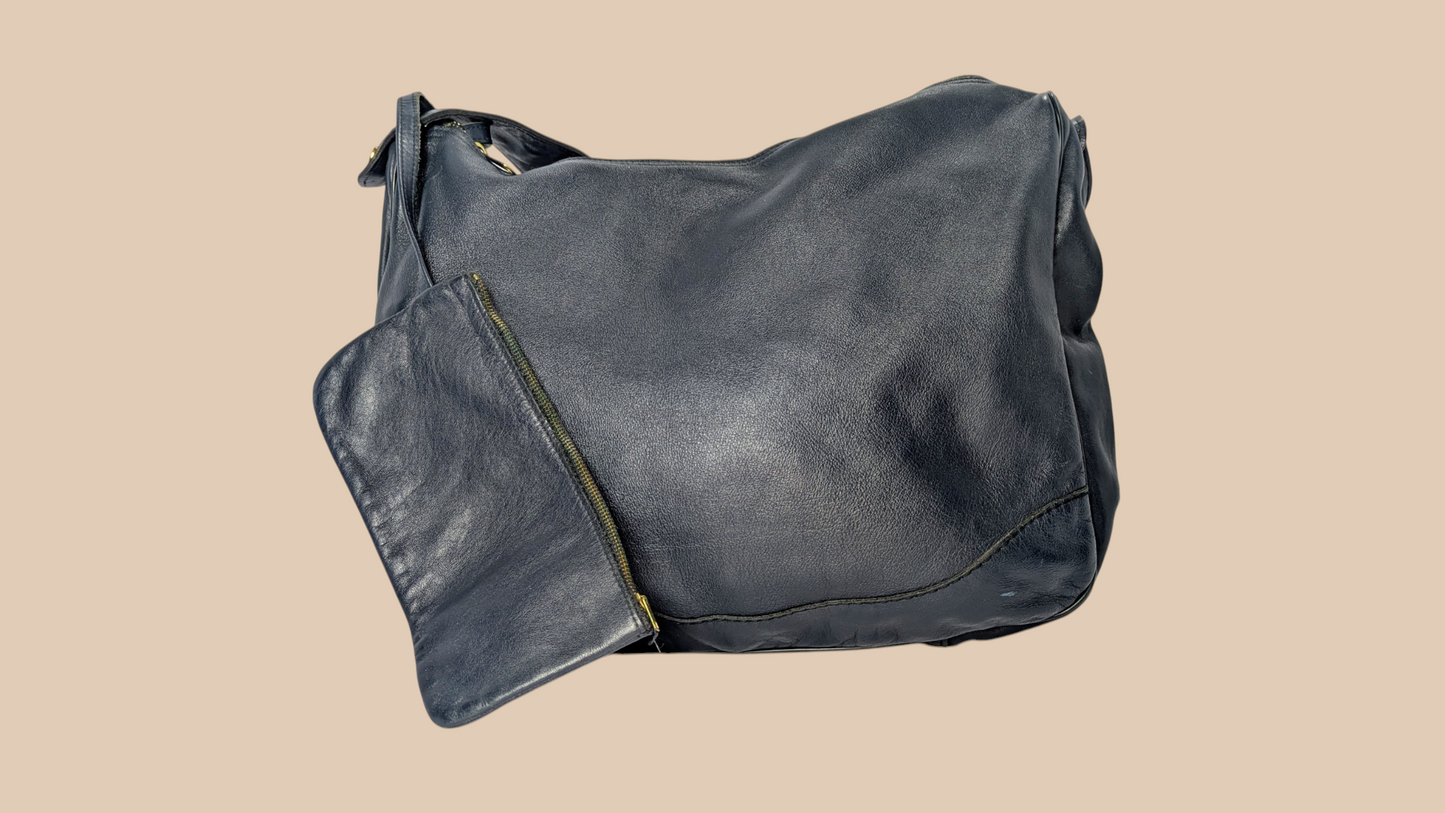 Vintage Black Hobo Leather Bag