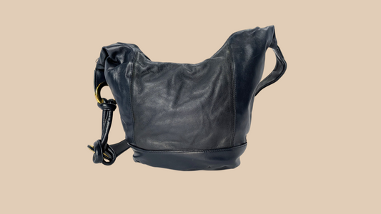 90s Saddle River Navy Leather Hobo Bag