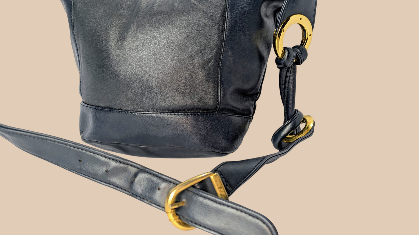 90s Saddle River Navy Leather Hobo Bag
