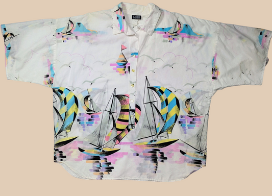 80s Lori Of California Boat Graphic Top